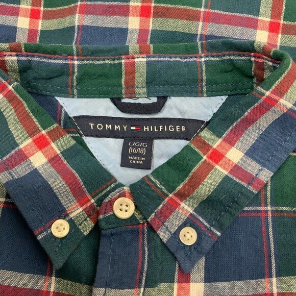 Youth boys Tommy Hilfiger long sleeve plaid shirt - Picture 4 of 4